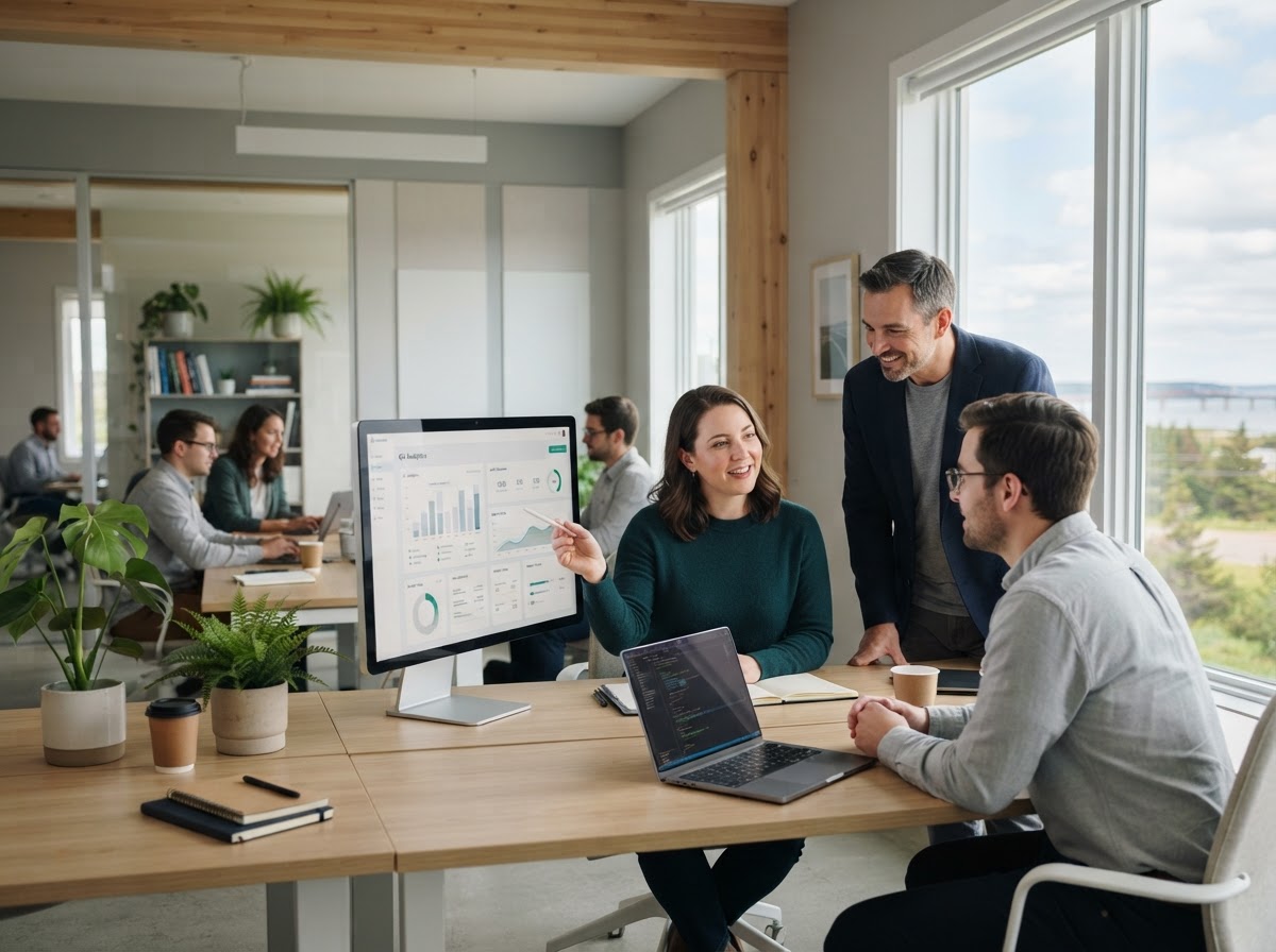 Pumaria equipo analizando modelos de datos en un entorno de trabajo profesional